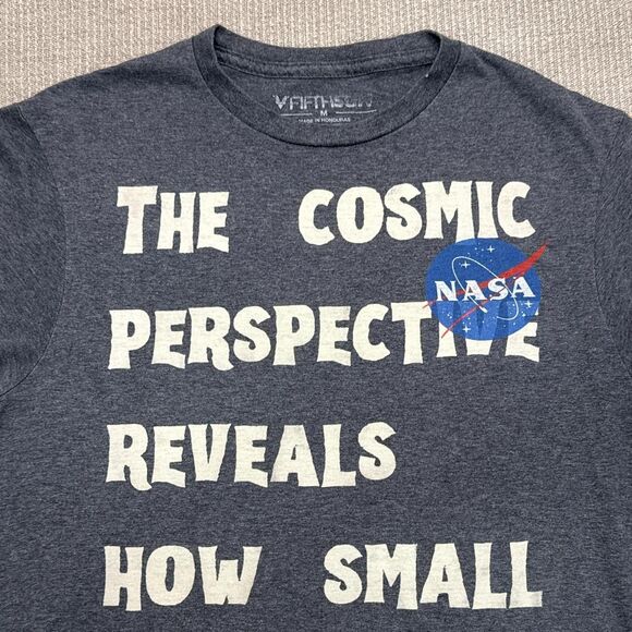 Reworked grey Nasa graphic Tee one of a kind custom science nerd T-shirt unique - Picture 2 of 6